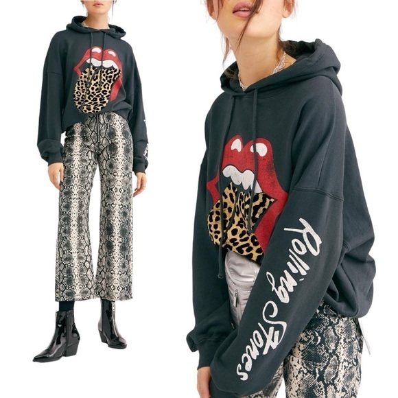 DAYDREAMER x FREE PEOPLE Rolling Stones Tongue Hoodie - Picture 1 of 10